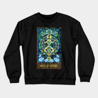 Wheel Of Fortune. Magic Gate Tarot Card Design. Crewneck Sweatshirt